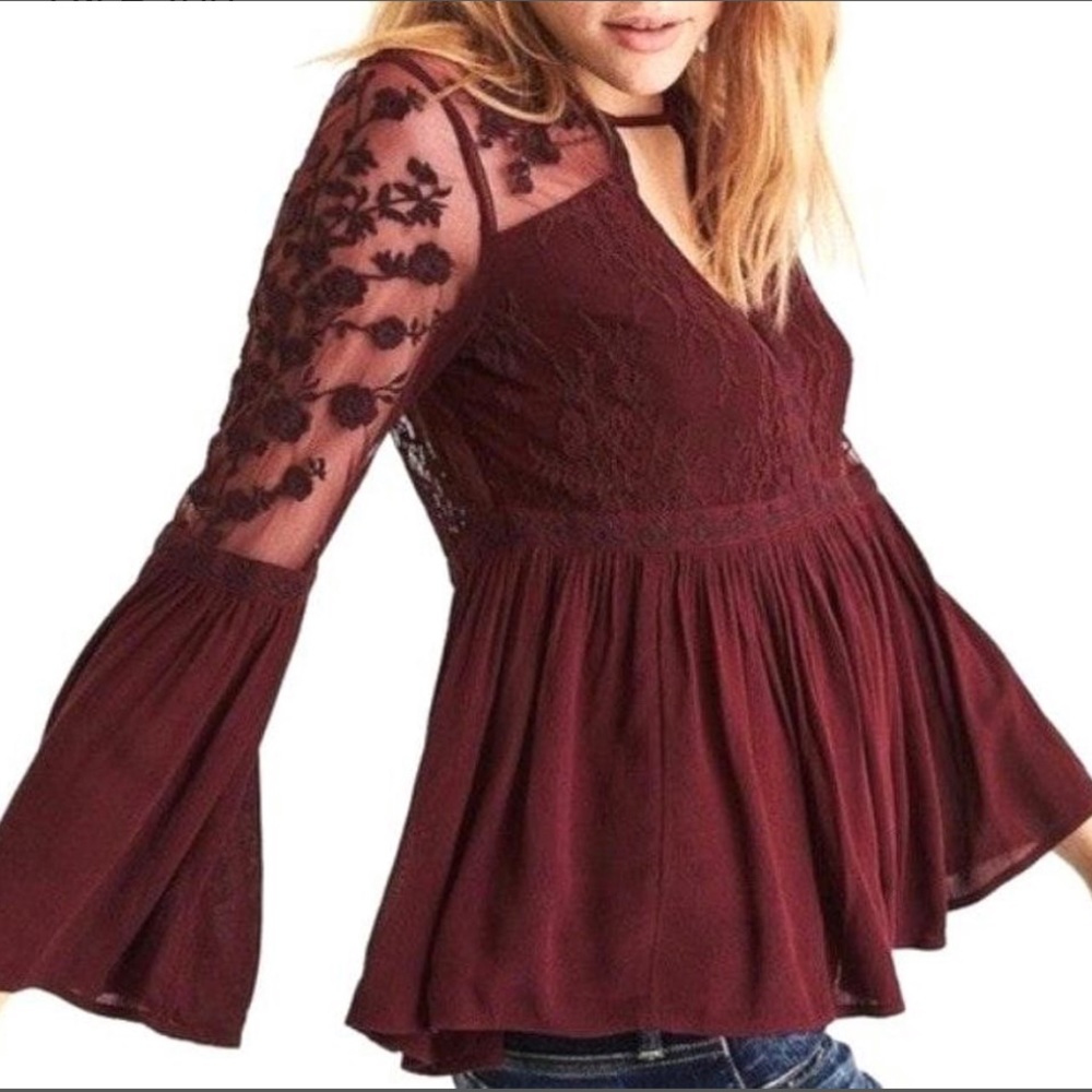 Lace Bell Sleeve American Eagle Top